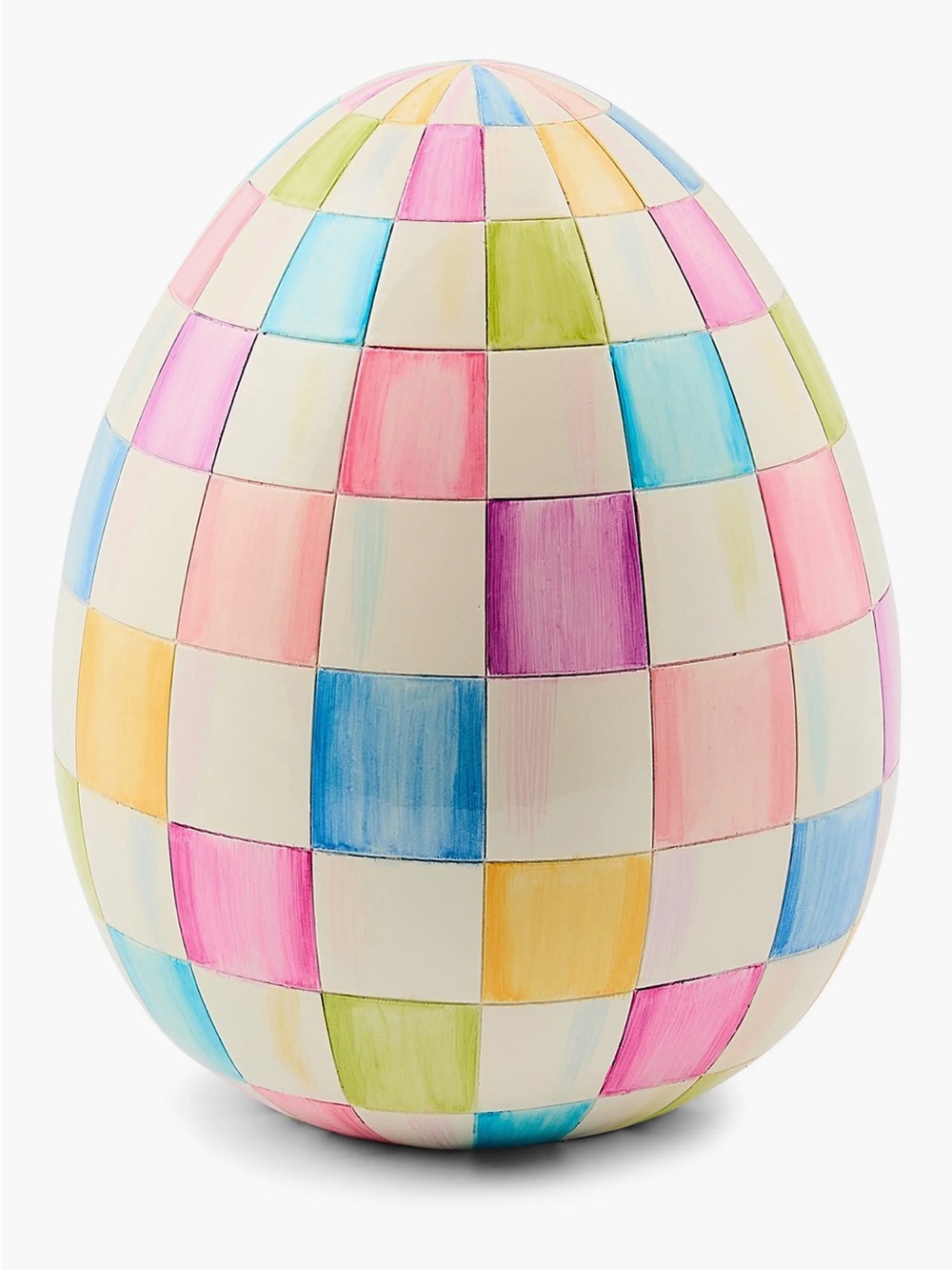 Mackenzie-Childs Frolic Spring Multi Check Medium Egg. New in Box.
